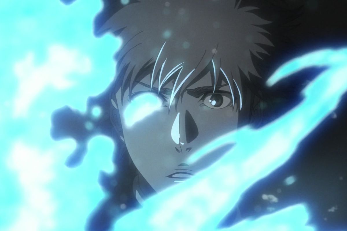 A shot of blue magic reaching out to Ichigo in a still from Bleach Thousand-Year Blood War