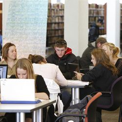 Students study at the Marriott Library at the U.