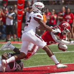 Utah Utes running back Zack Moss (2) breaks into the end zone for a score during first half-action in the University of Utah versus Northern Illinois football game at Rice-Eccles Stadium in Salt Lake City on Saturday, Sept. 7, 2019.