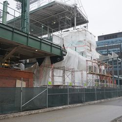 New construction in the left field corner, on Waveland Avenue