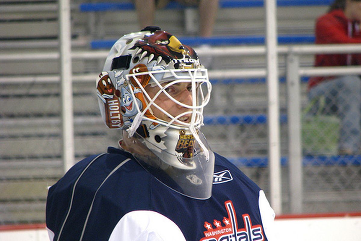 photo of <strong>Braden Holtby</strong> by <a href="http://www.flickr.com/photos/modestproposal81/3716841147/in/set-72157621395139282/">Hans Bruesch via Flickr</a>