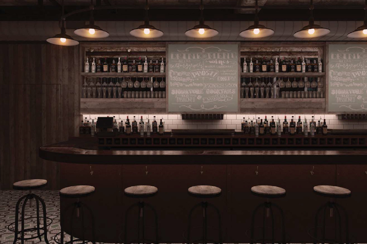 A rendering of the bar at forthcoming Brick & Mortar.