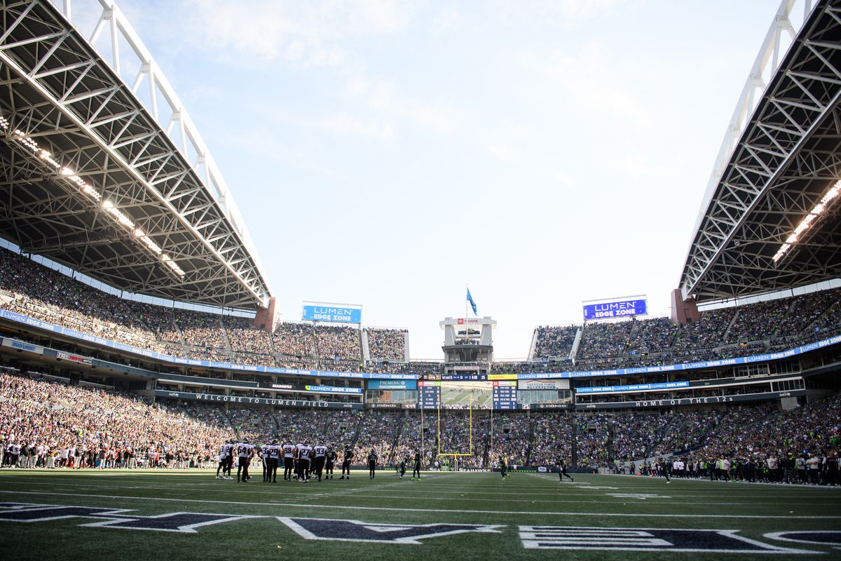 A general view as the Atlanta Falcons play the Seattle Seahawks during the second half of the game at Lumen Field on September 25, 2022 in Seattle, Washington.