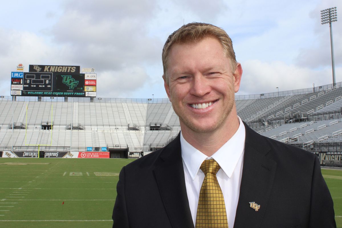 UCF head football coach Scott Frost poses for a photo at Bright House Networks Stadium following his introduction on December 2, 2015. (Photo: Jeff Sharon/BlackandGoldBanneret.com)
