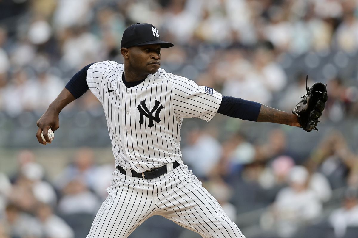 Domingo German of the New York Yankees in action against the New York Mets at Yankee Stadium on July 25, 2023 in Bronx borough of New York City.