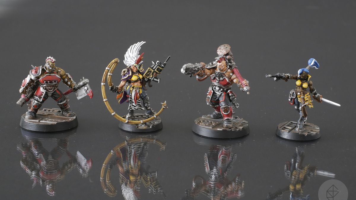 Four gangers from the Necromunda: Underhive boxed set.