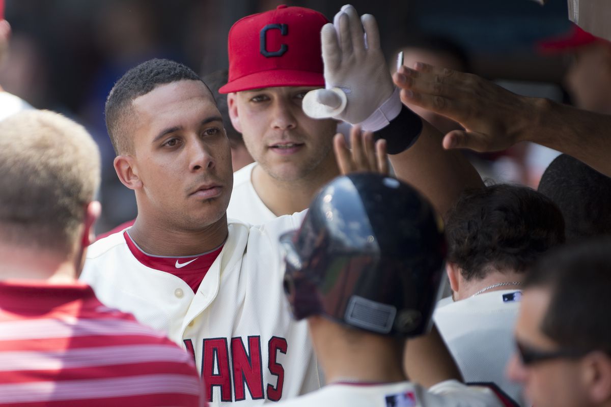 Michael Brantley, with Justin Masterson just happening to appear over his shoulder.