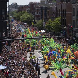 The 49th Pride Parade processing through the streets in Boystown. | Rick Majewski/For the Sun-Times.