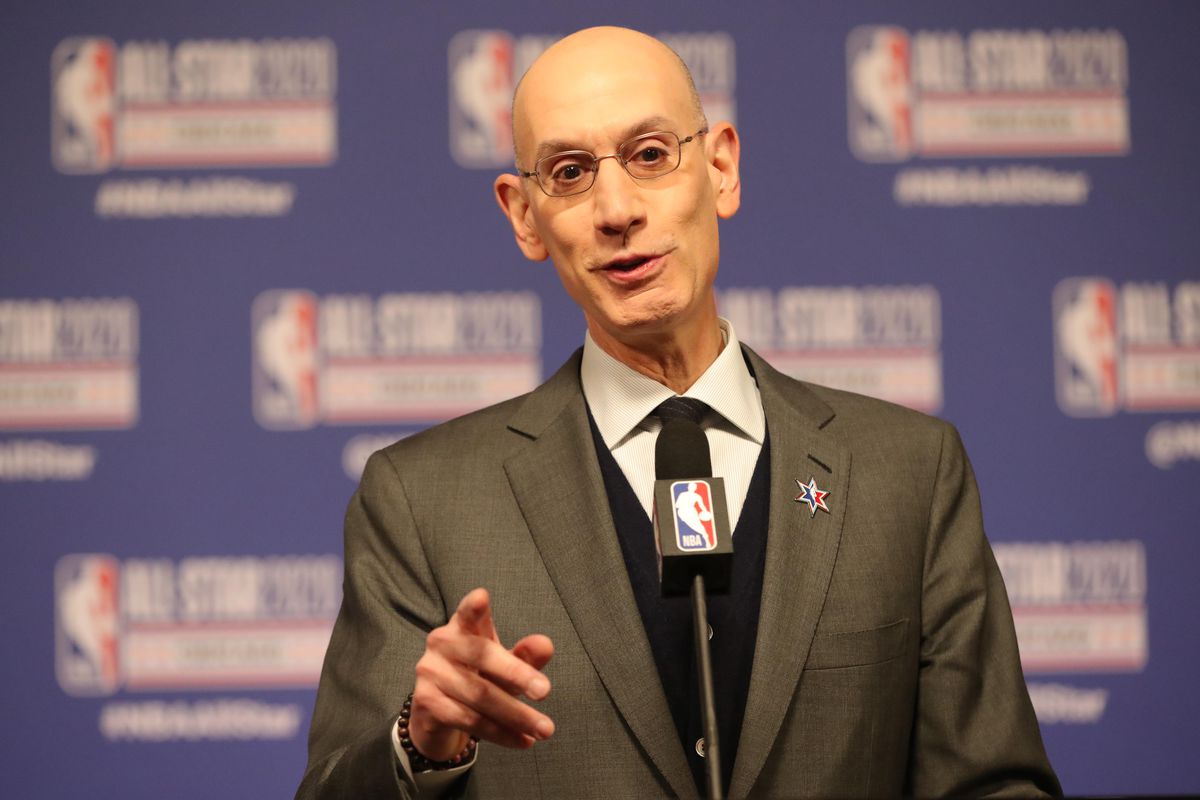 NBA commissioner Adam Silver speaks at a press conference during NBA All Star Saturday Night at United Center.&nbsp;