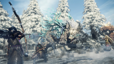 A screenshot of a wolf monster in the game Wild Hearts.