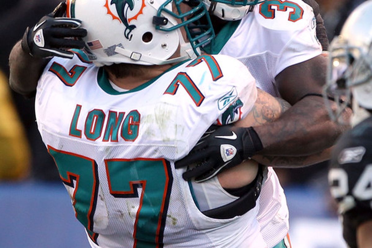 Can Miami Dolphins offensive tackle Jake Long join former Miami running back Ricky Williams as starters on the All Time Dolphins Depth Chart?