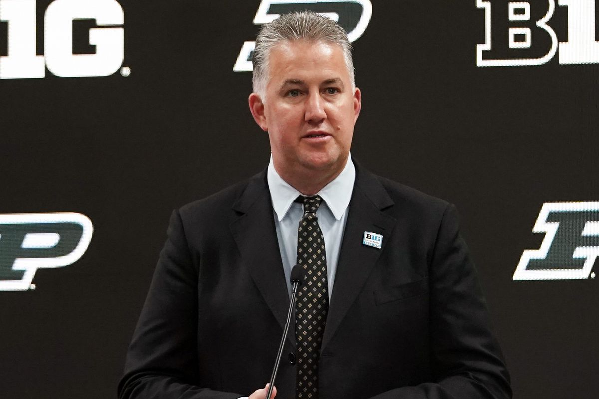 Purdue Boilermakers head coach Matt Painter speaks to the media during Big Ten media day at Bankers Life Fieldhouse.