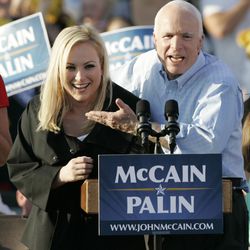John McCain introduces his daughter Meghan at a campaign stop.