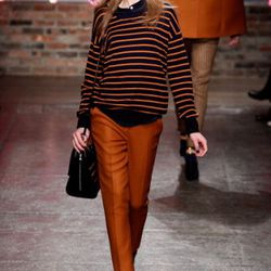 The aforementioned Breton stripes. NEW YORK, NY - FEBRUARY 13:  A model walks the runway at the DKNY Fall 2011 fashion show during Mercedes-Benz Fashion Week at 547 West 26th Street on February 13, 2011 in New York City.  (Photo by Peter Michael Dills/Get