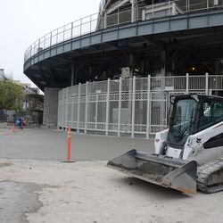 5:38 p.m. Main bleacher gate with new concrete in front - 