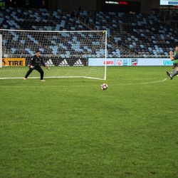 August 14, 2019 - Saint Paul, Minnesota, United States - Special Olympics teams representing Minnesota United FC and The Colorado Rapids play a match at Allianz Field. (Tim C McLaughlin)