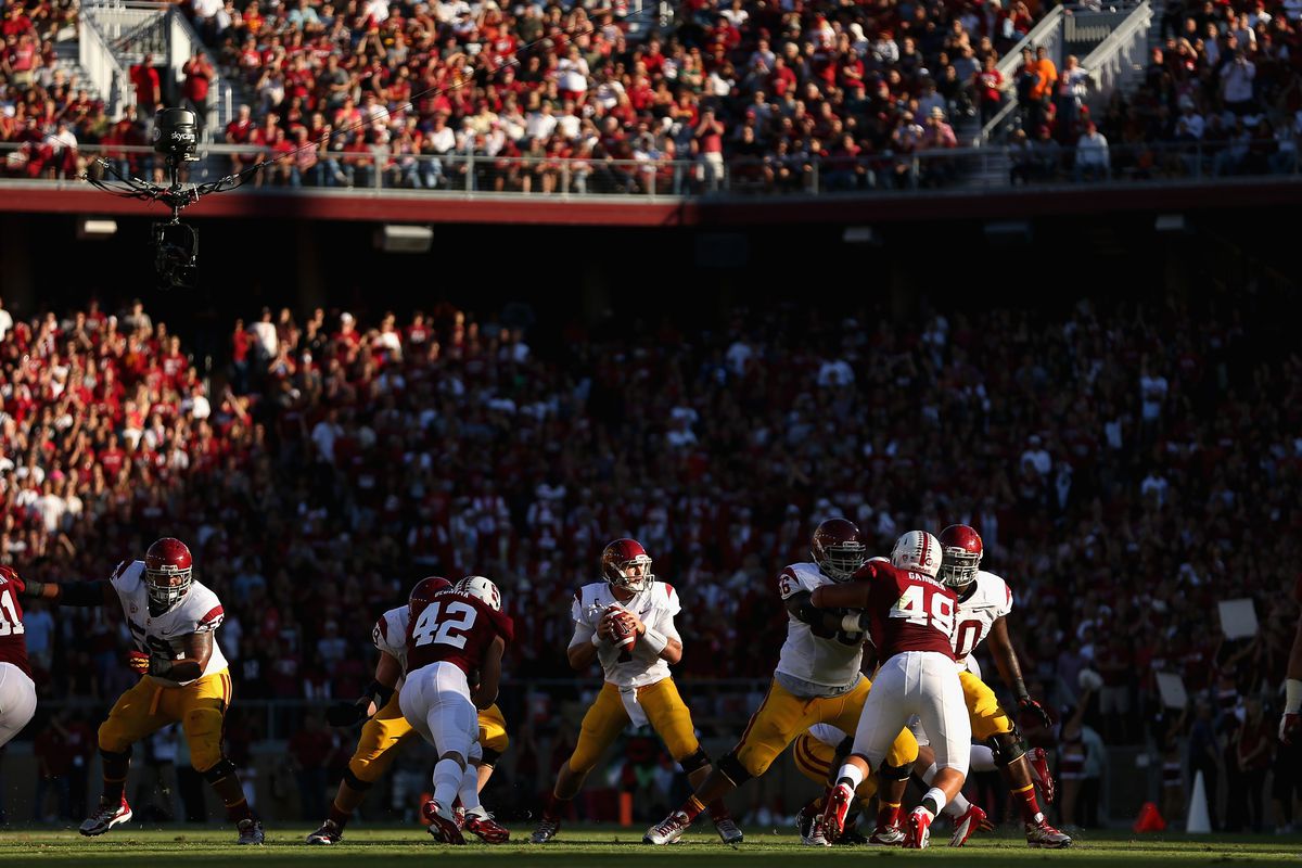 Stanford made it four in a row against the Trojans yesterday, and the win propelled the Cardinal to the top 10.  (Photo by Ezra Shaw/Getty Images)