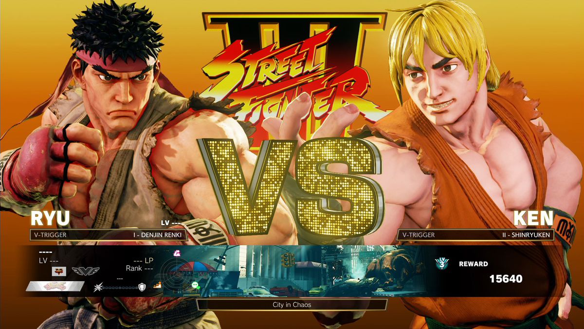 gold ui elements of street fighter 5 arcade edition on match screen