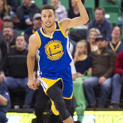 Golden State guard Stephen Curry (30) corrals the ball during the second half of an NBA basketball game against Utah in Salt Lake City on Thursday, Dec. 8, 2016. Golden State defeated Utah with a final score of 106-99.