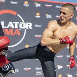 Aaron Pico at the Bellator 214 open workouts at Viacom Hollywood HQ in Hollywood, Calif.