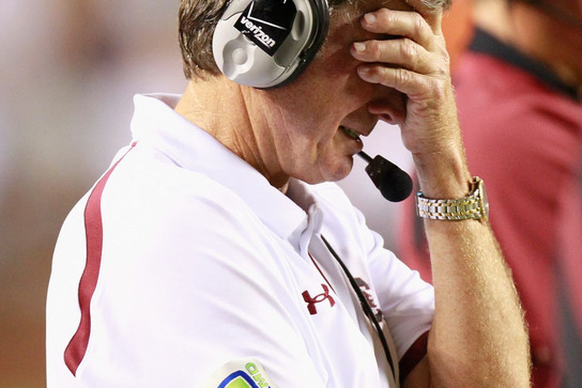 Will Steve Spurrier look like this again after the meeting in the Georgia Dome?
