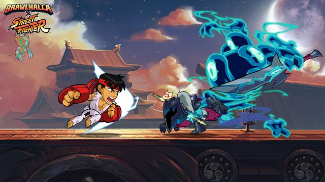 Ryu punches an opponent in Ubisoft’s Brawlhalla
