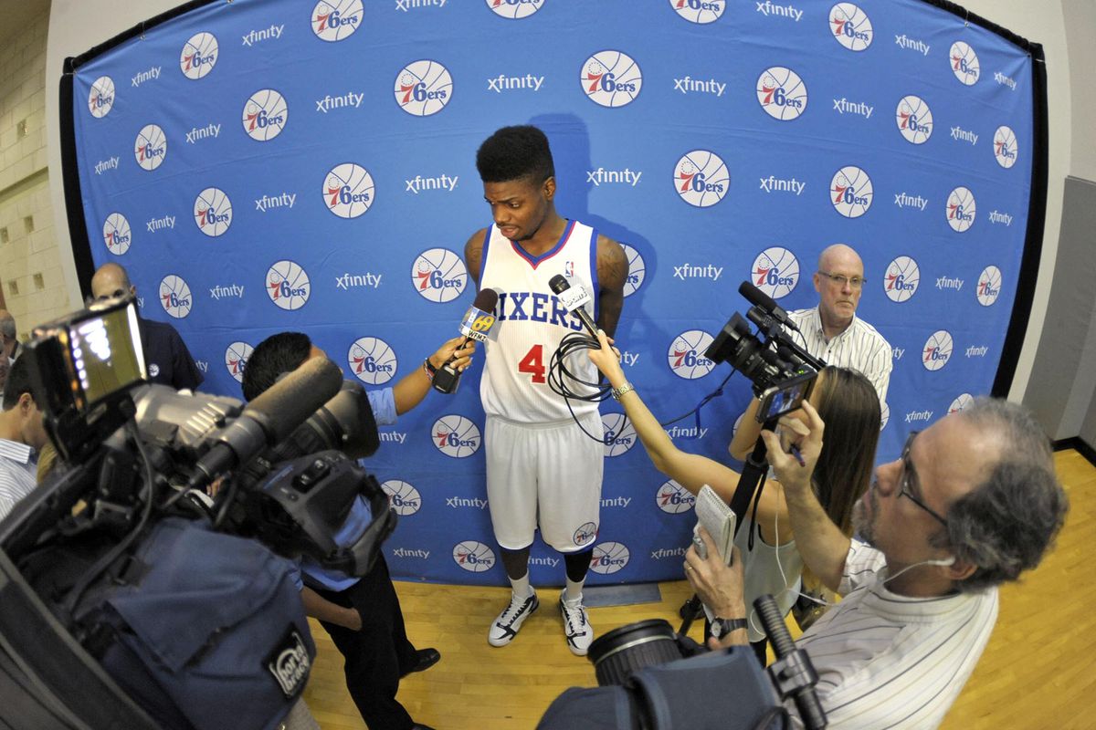 Nerlens Noel was the "center" of attention at today's exit interview extravaganza. Get it?