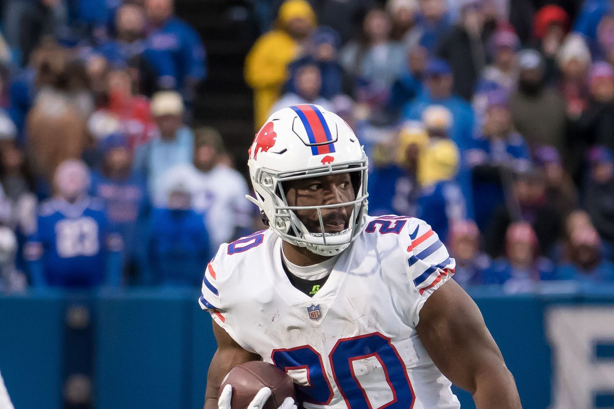 Buffalo Bills running back Zack Moss (20) against the Miami Dolphins in the fourth quarter at Highmark Stadium.