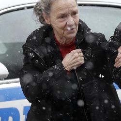 Julie Patz, mother of Etan Patz, returns to the courthouse after a break in her testimony in New York, Monday, Feb. 2, 2015. Thirty-five years after the disappearance of a 6-year-old boy in Manhattan ushered in an era of protectiveness for America's children, a trial began Friday for Pedro Hernandez, a mentally ill man with a low IQ who confessed to his murder and kidnapping. 