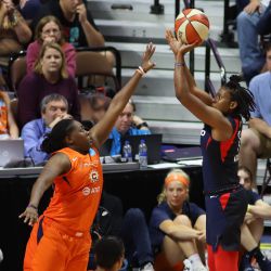 The Washington Mystics take on the Connecticut Sun in Game 4 of the WNBA Finals at Mohegan Sun Arena in Uncasville, CT on October 8, 2019.