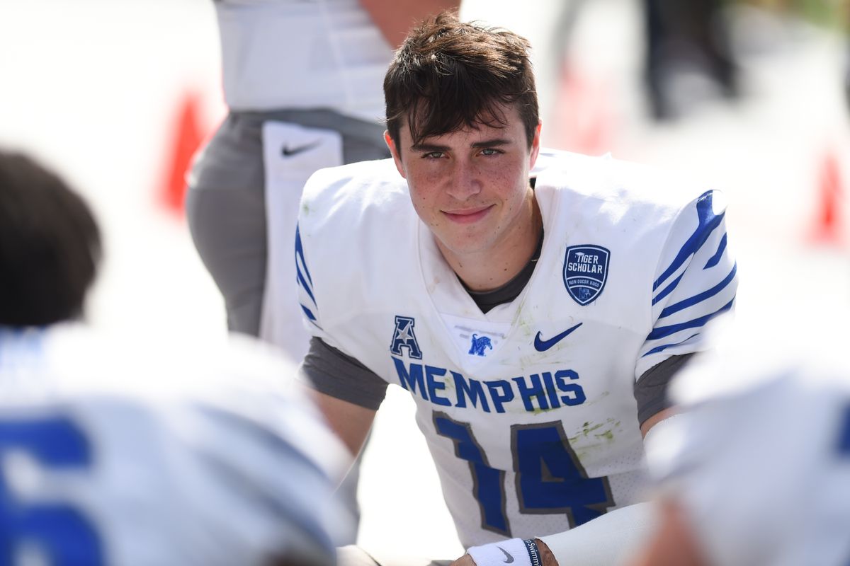 Seth Henigan of the Memphis Tigers during the game against the Temple Owls at Lincoln Financial Field on October 2, 2021 in Philadelphia, Pennsylvania.