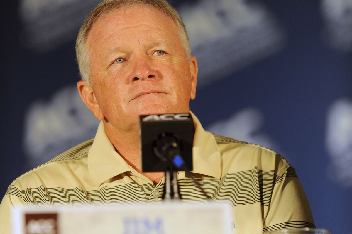 July 23, 2012; Greensboro, NC, USA; Wake Forest Demon Deacons head coach Jim Grobe speaks to reporters during the ACC media day at the Grandover Resort in Greensboro NC. Mandatory Credit: Sam Sharpe-US PRESSWIRE