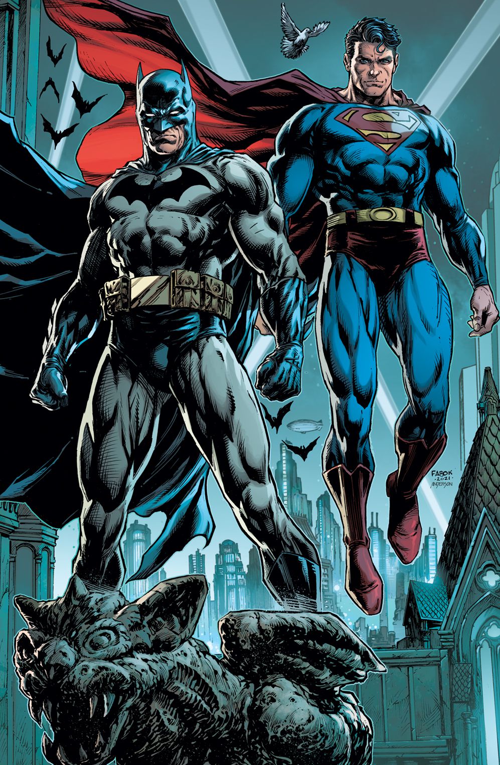 Batman and Superman pose heroically on the cover of Batman/Superman: World’s Finest #1 (2022). 