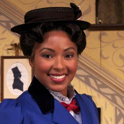 In this Oct. 14, 2011, photo, Associated Press entertainment writer Alicia Quarles poses for a picture dressed as Mary Poppins for a one-night performance in the Broadway production "Mary Poppins" at the New Amsterdam Theatre in New York. 