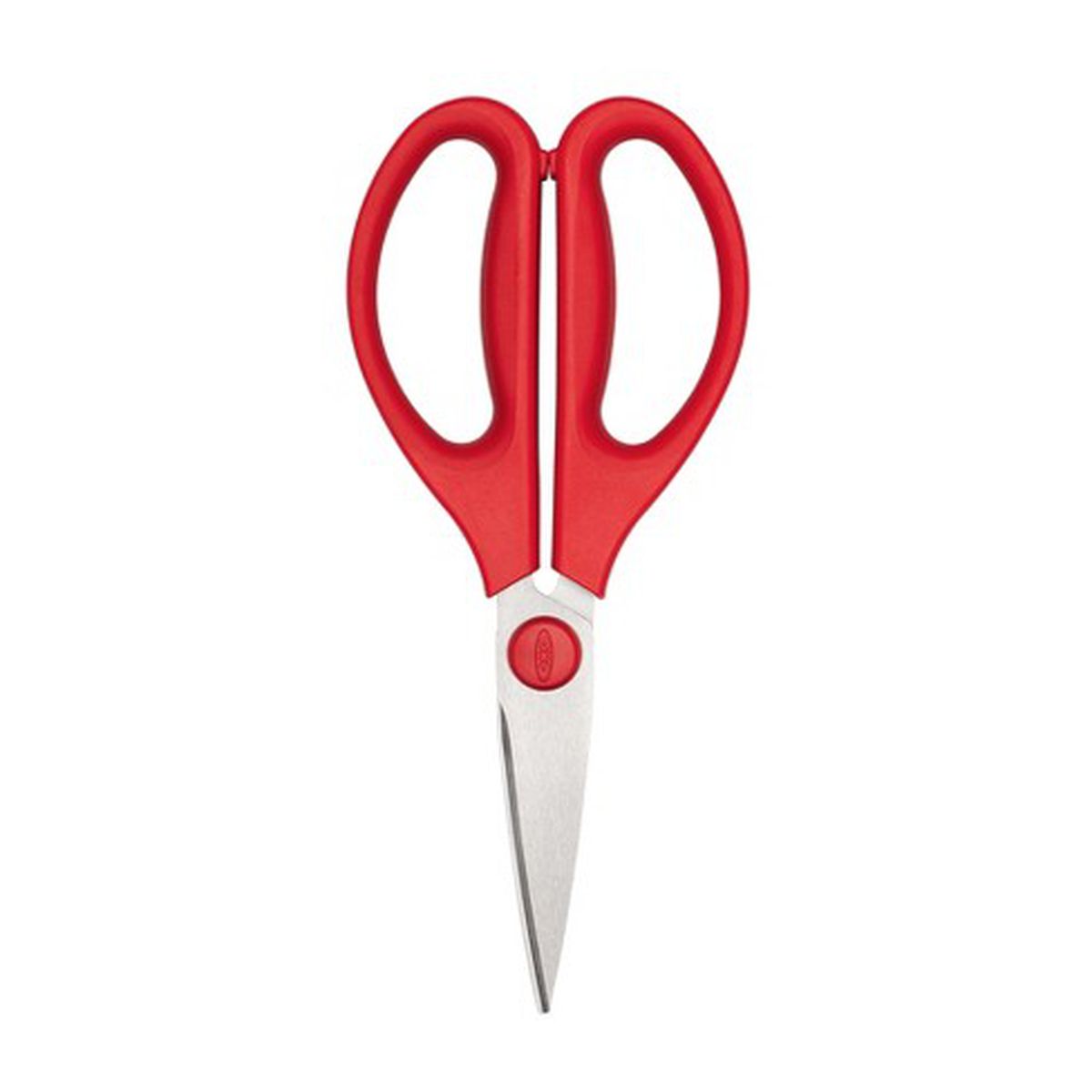 kitchen shears with a red handle