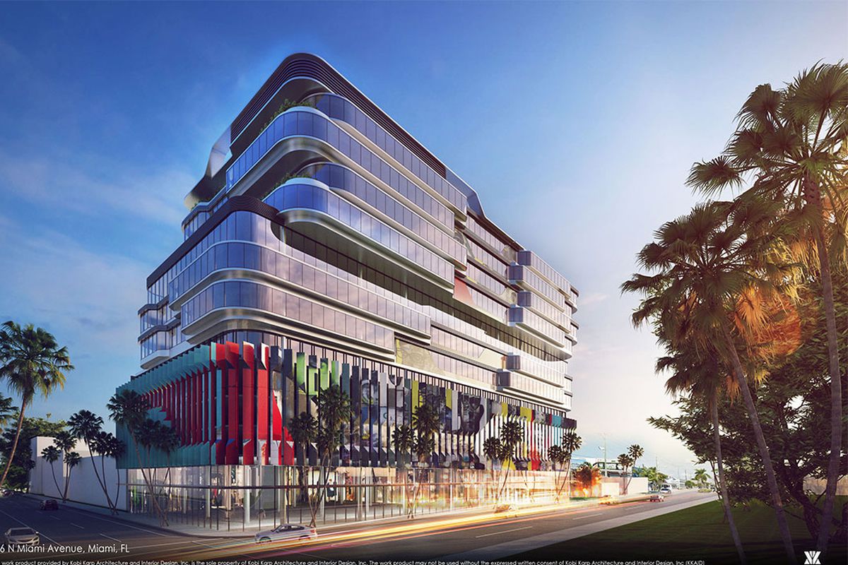 Rendering of the Gateway at Wynwood, a colorful modern office building