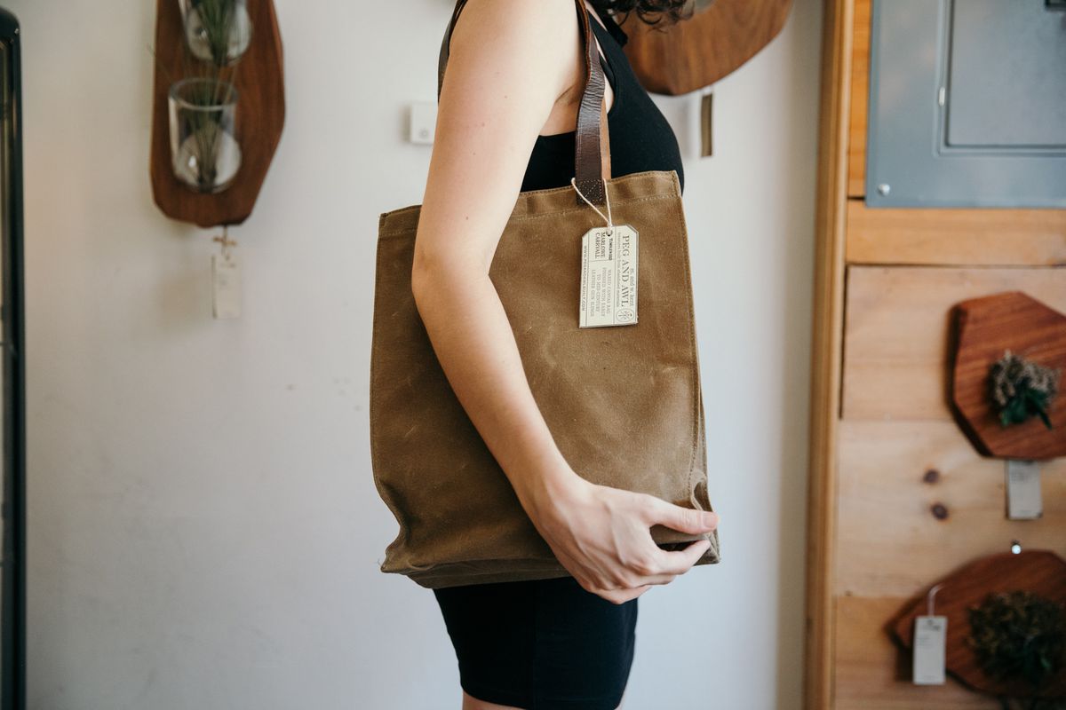 A tote bag by Peg & Awl for sale at Moon + Arrow.