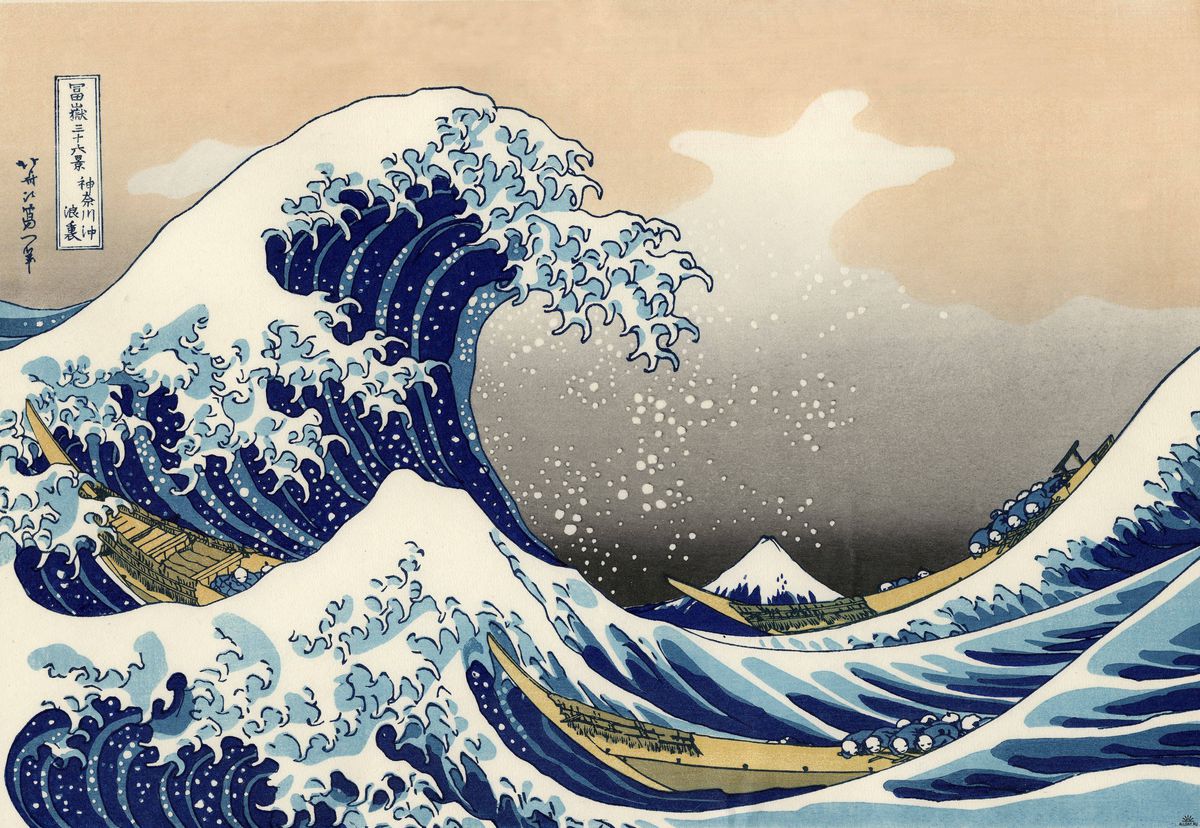 The famous “Great Wave” Japanese block-printed work of art.