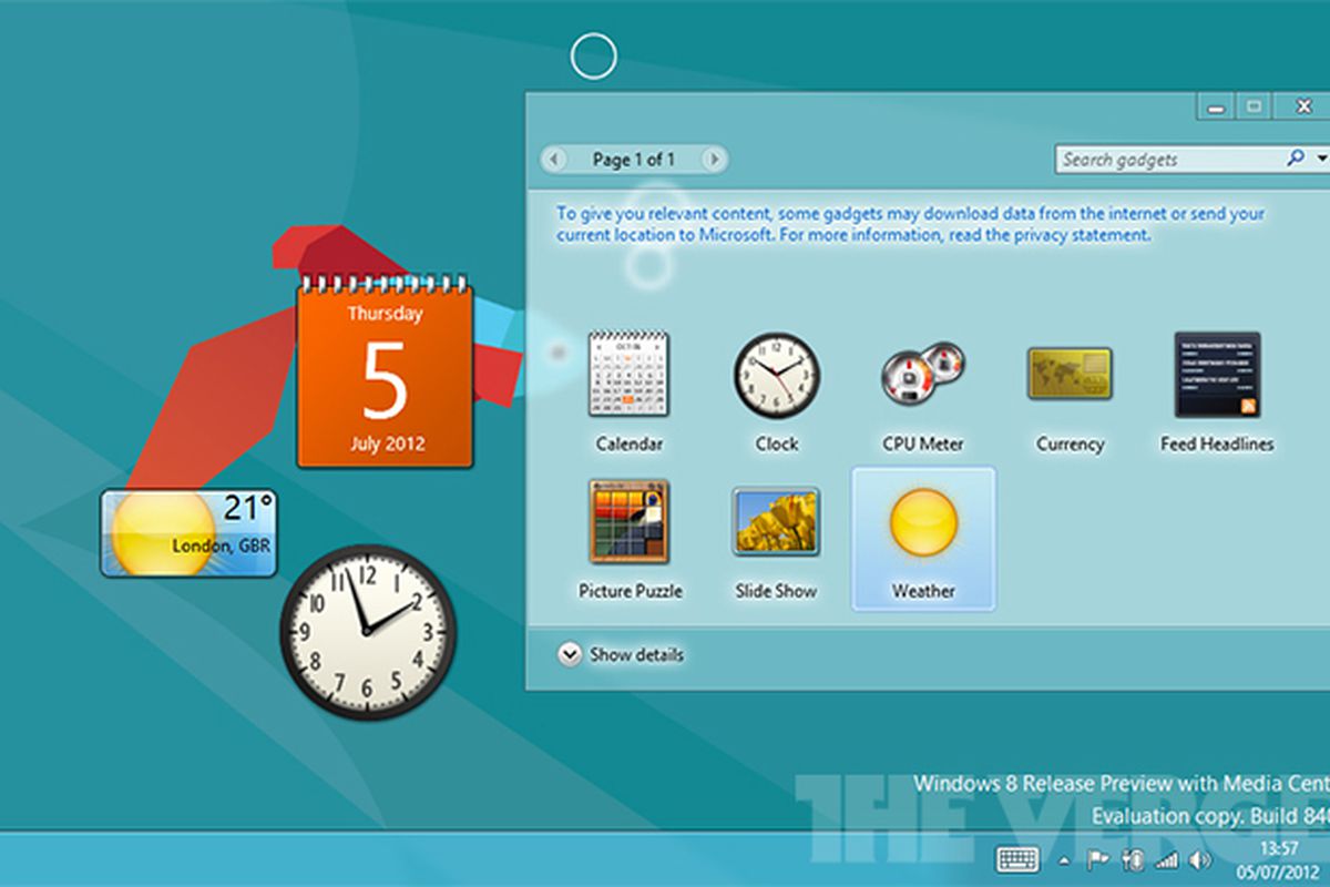 Windows 8 desktop gadgets