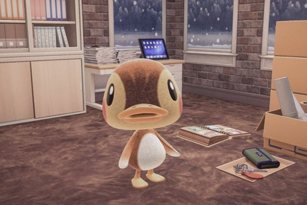 an image of molly, a duck from animal crossing, with no clothes on