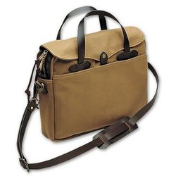 <a href="http://www.filson.com/products/original-briefcase.70256.html?fromCat=true&fvalsProduct=luggage/briefcases&fmetaProduct=1019"> Filson original briefcase</a>, $215, filson.com