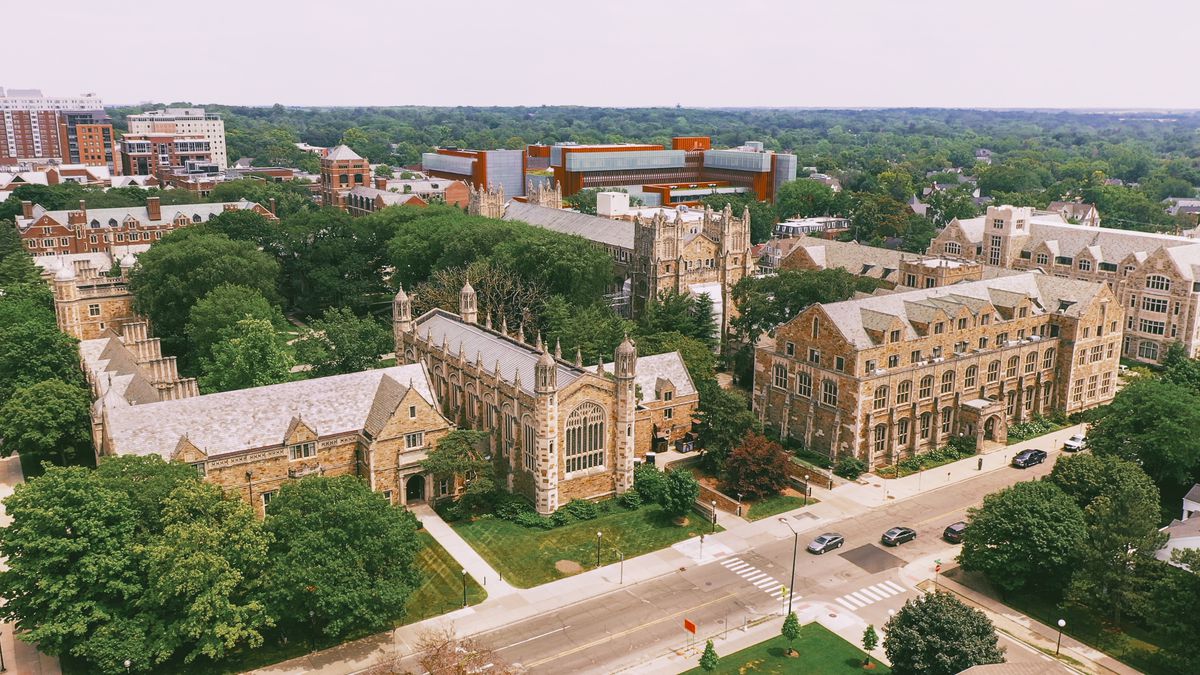 Law Quadrangle university of Michigan Ann Arbor Aerial view.