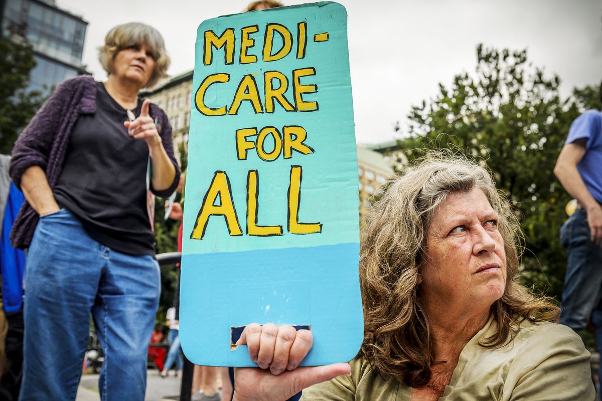 Hundreds of New Yorkers joined a grassroots alliance of health care advocates in a rally on the steps of Union Square to demand Medicare for All.