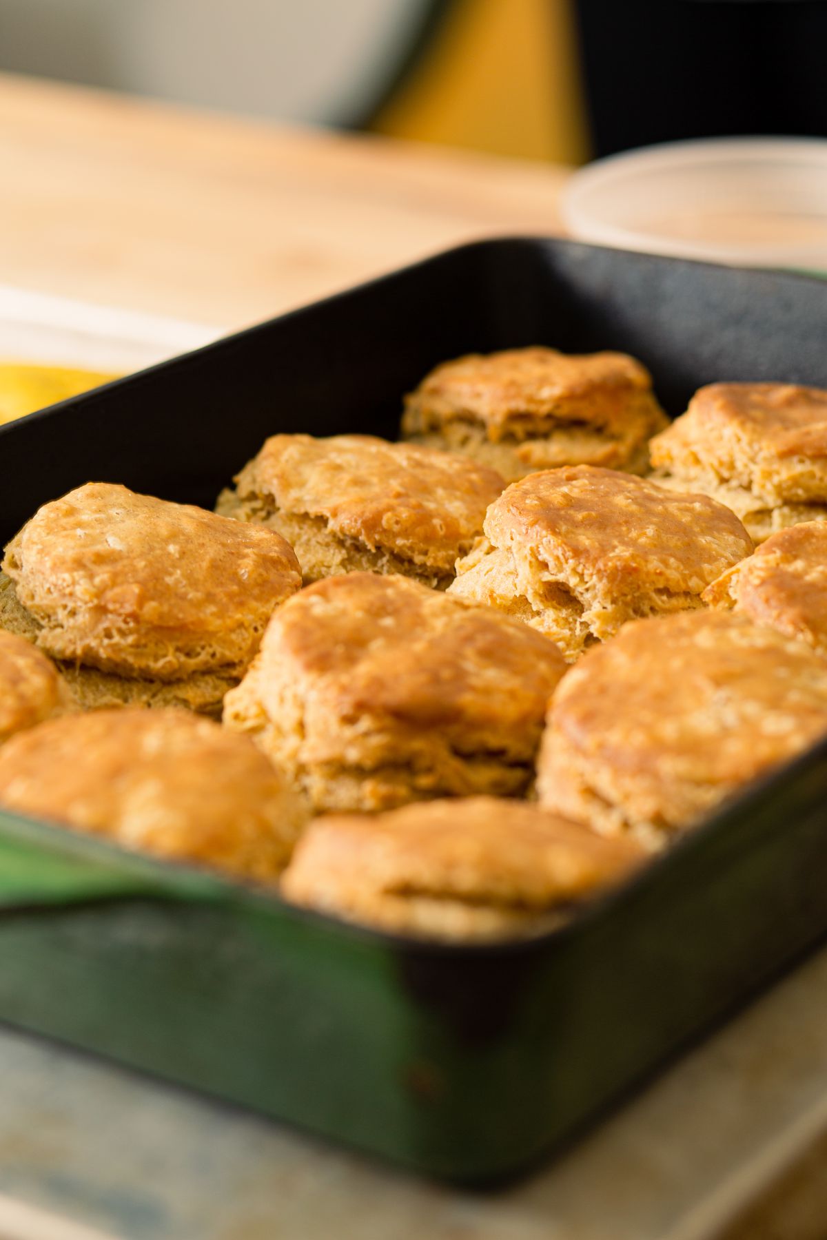 A tray of golden biscuits.