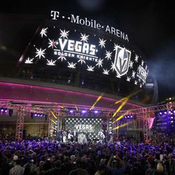 The team name is displayed on a screen during an event to unveil the name of Las Vegas' National Hockey League franchise, Tuesday, Nov. 22, 2016, in Las Vegas. The team will be called the Vegas Golden Knights. 