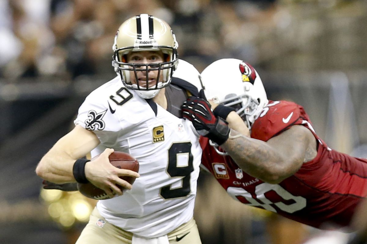 Drew Brees was "in the grasp" a bit too often against Arizona.