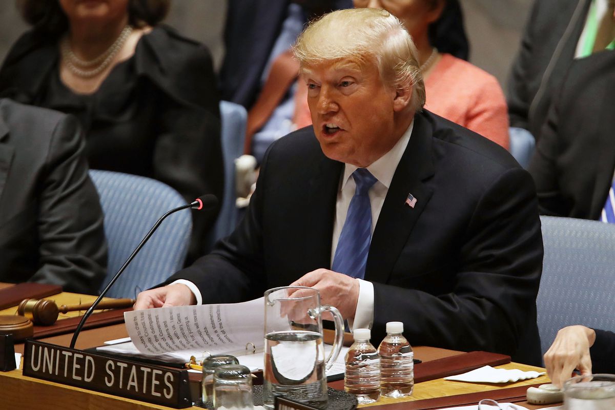 President Donald Trump accuses China of interfering in the 2018 midterm elections during a UN meeting on September 26, 2018.