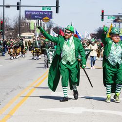 Dennis and Ryan Dooley lead the Chicago South Side St. Patrick’s Day Parade, Sunday, March 17th. | James Foster/For the Sun-Times
