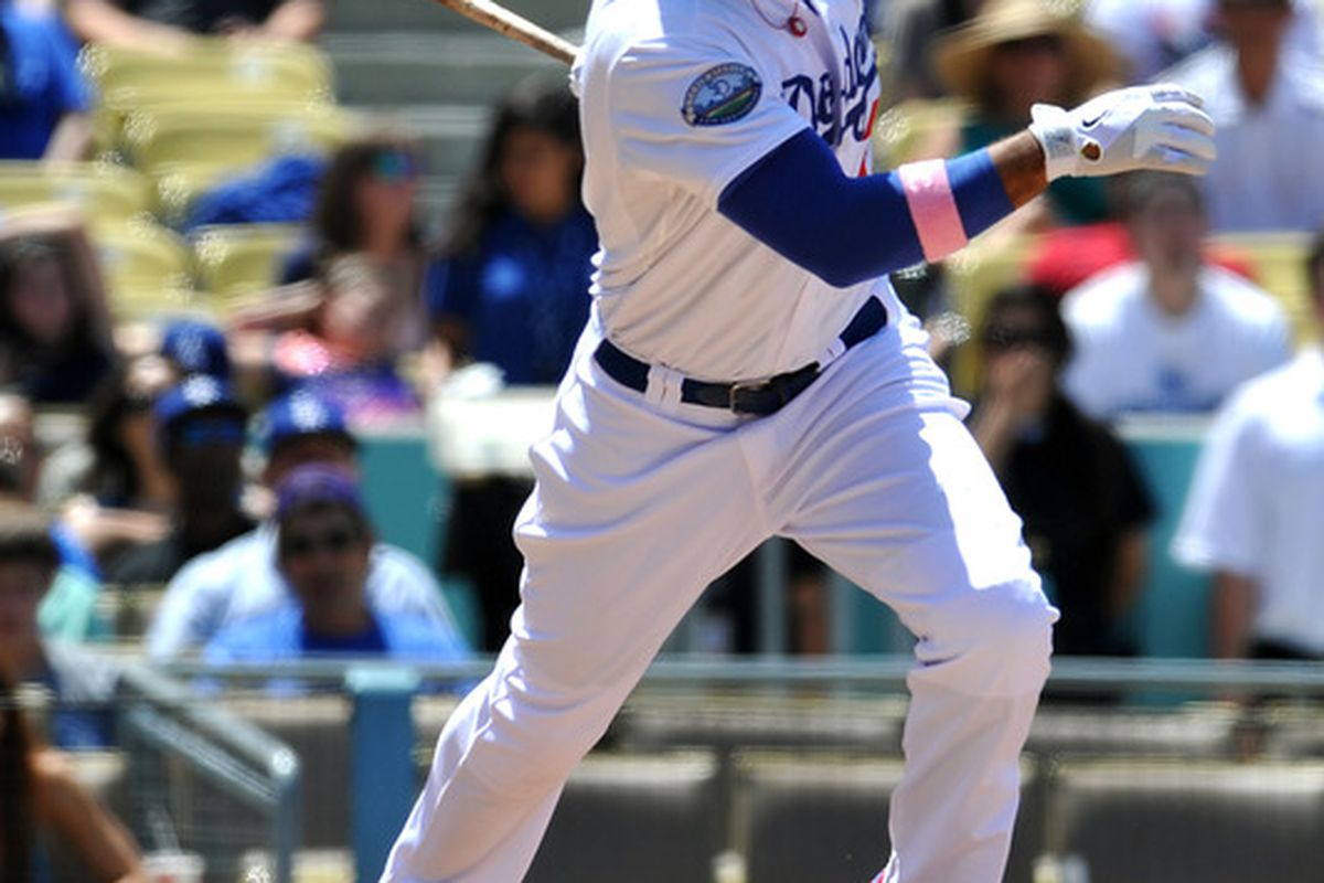 May 13, 2012; Los Angeles, CA, USA;    Los Angeles Dodgers center fielder Matt Kemp (27) at bat during the game against the Colorado Rockies at Dodger Stadium. Mandatory Credit: Jayne Kamin-Oncea-US PRESSWIRE