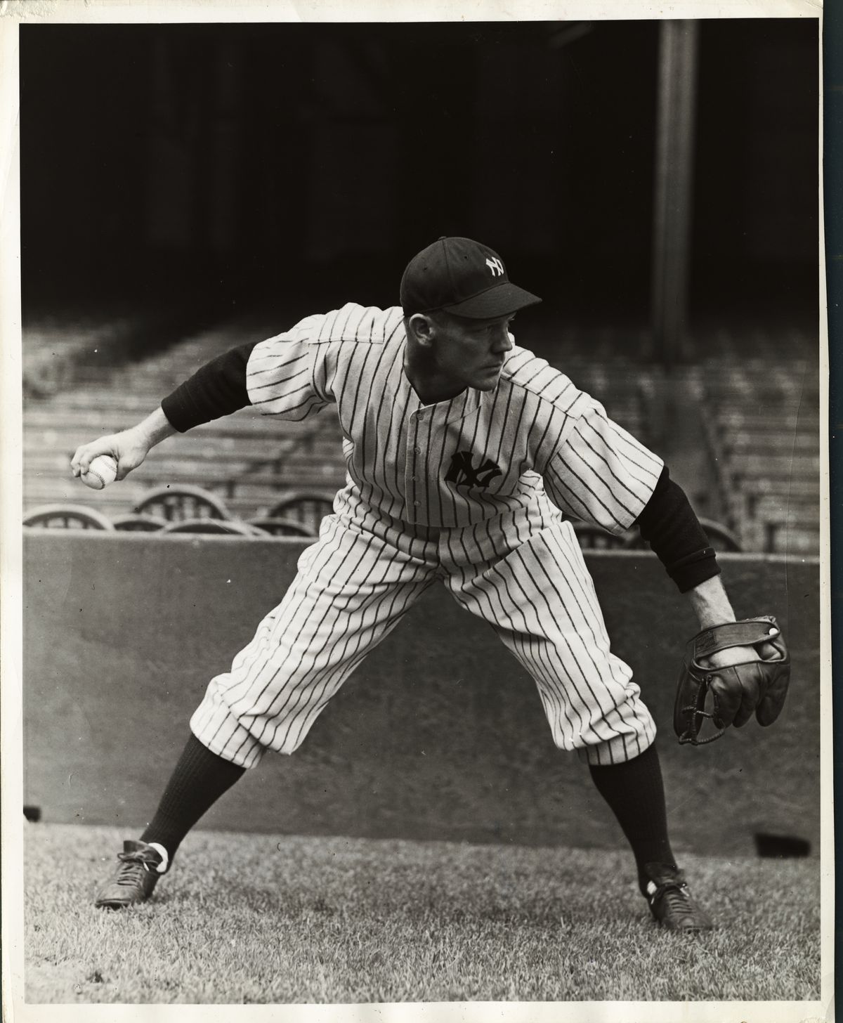 New York Yankee Third Base Player Red Rolfe in Pitching Stance